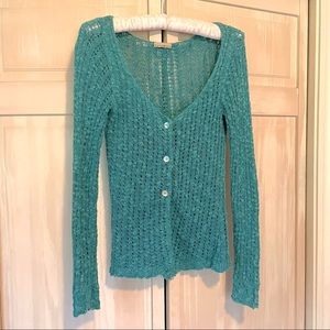 Putumayo boho turquoise cotton cardigan sweater